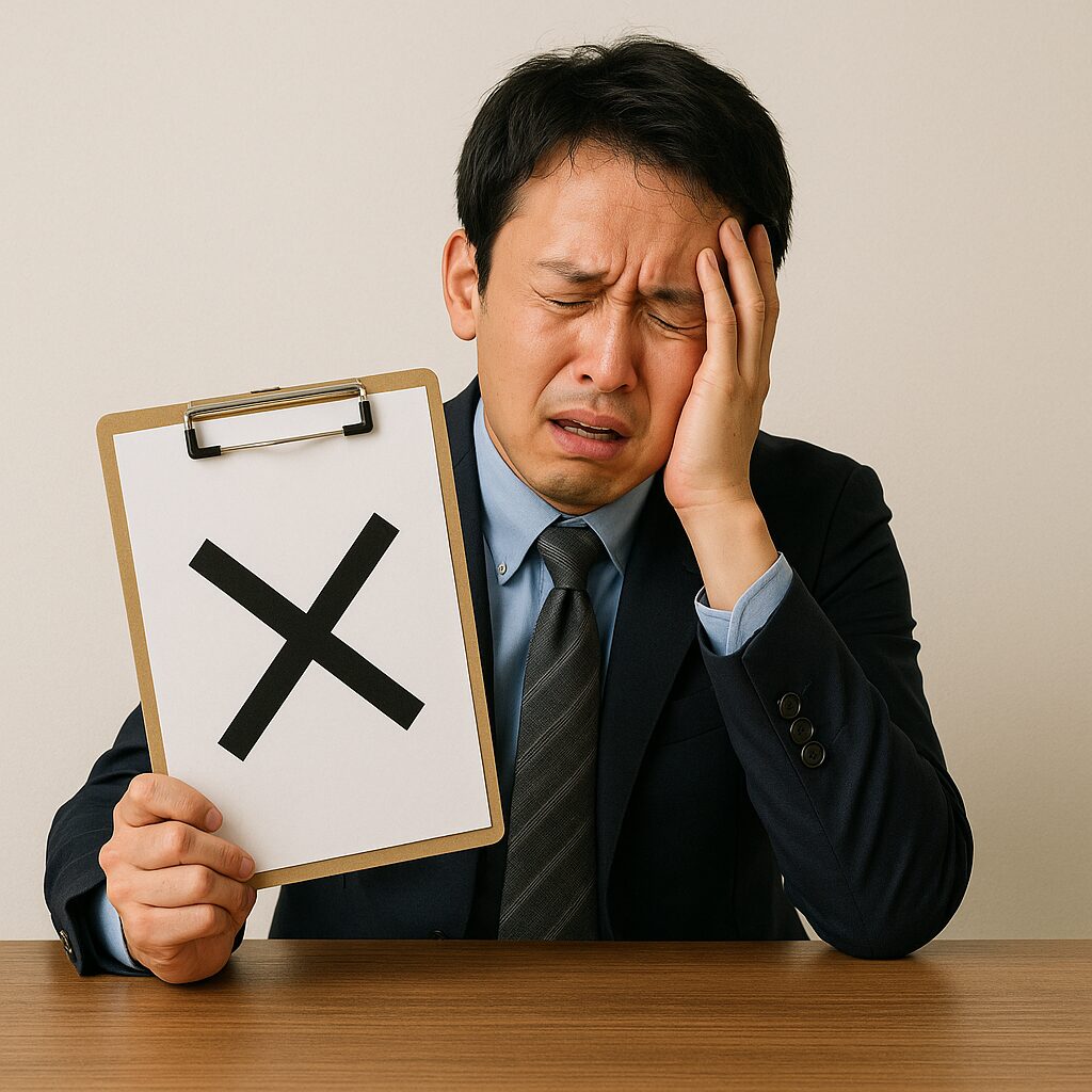 業者選びで失敗して頭を抱える男性の様子