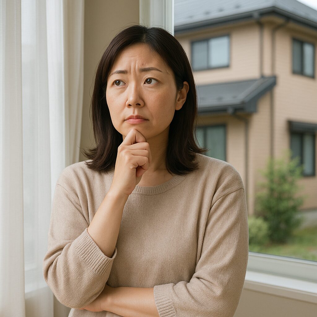 裾野市で外壁塗装のタイミングに悩む主婦のイメージ写真